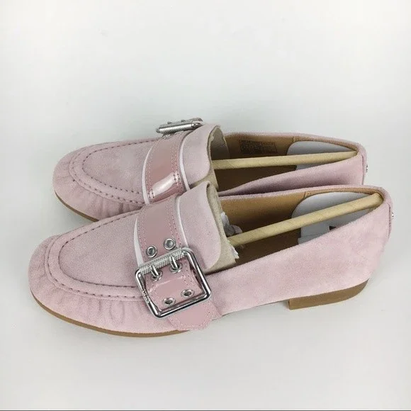 UGG Womens Size 5 Charlotte‎ Pink Suede Leather Moc Toe Slip On Loafers Shoes - Picture 4 of 8